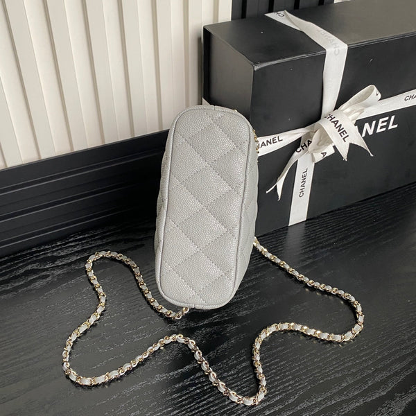 Borsa Hobo CC 25C 21,5 cm con manico superiore in pelle di vitello martellata grigia