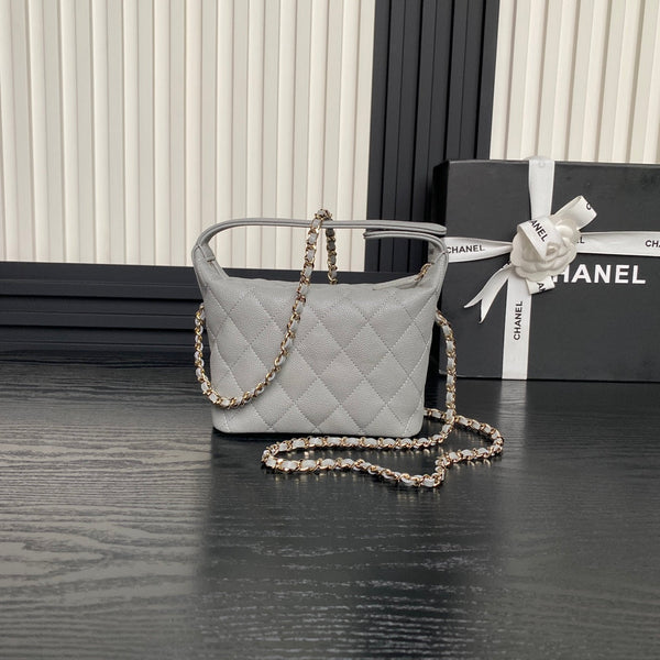 Borsa Hobo CC 25C 21,5 cm con manico superiore in pelle di vitello martellata grigia