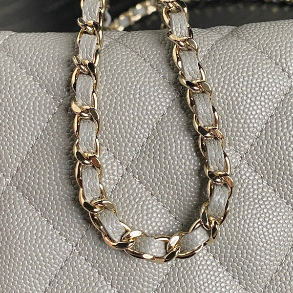 Borsa Hobo CC 25C 21,5 cm con manico superiore in pelle di vitello martellata grigia