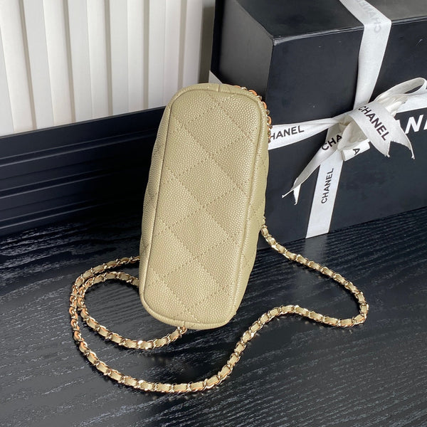 Borsa Hobo CC 25C 21,5 cm con manico superiore in pelle di vitello martellata beige