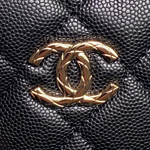 Sac à main CC Coco Crush en cuir de caviar noir