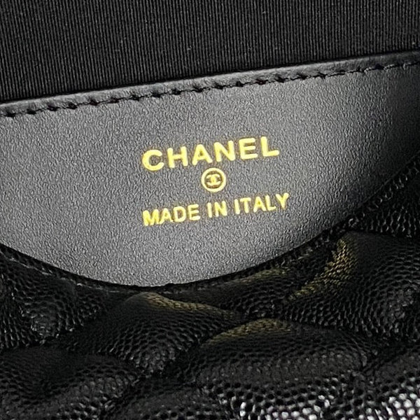 Sac à main CC Coco Crush en cuir de caviar noir