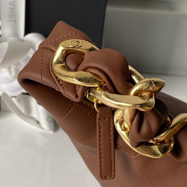 CC 2025 Hobo Bag Brown Calfskin Gold Hardware 298485