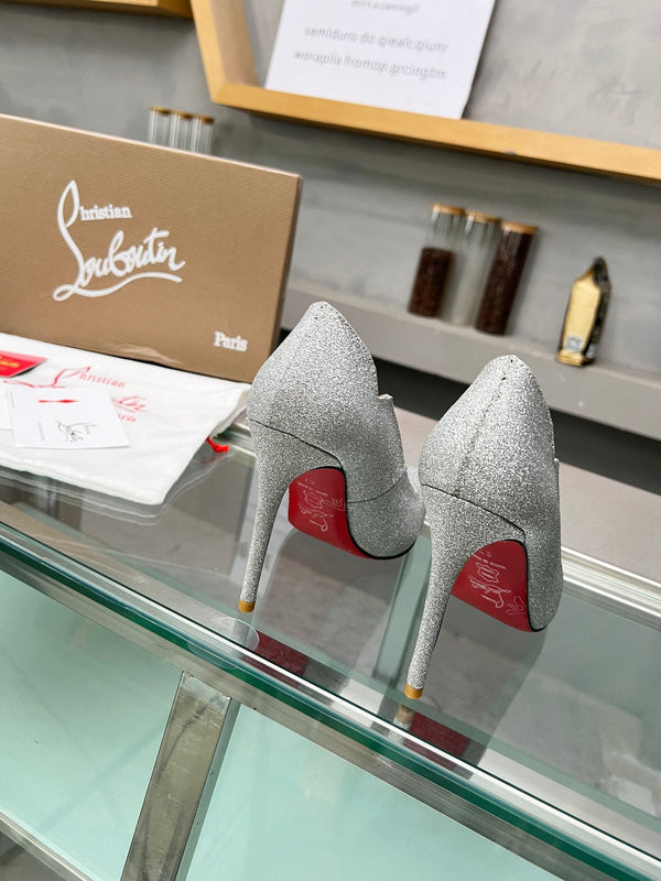 CL Hot Chick Pumps 100mm Sequin Fabric Silver