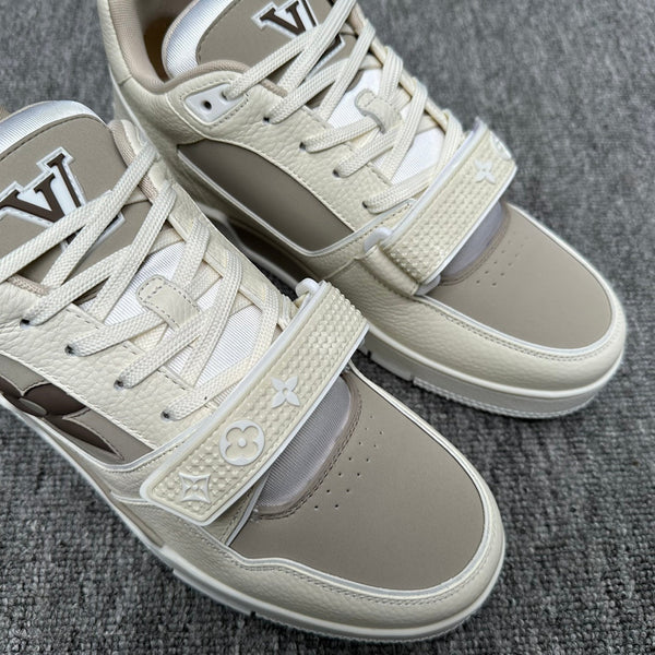 LV TRAINER BIANCO MIX GRIGIO MONOGRAMMA PELLE DI VITELLO
