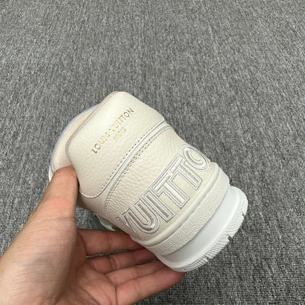 LV TRAINER BIANCO MIX GRIGIO MONOGRAMMA PELLE DI VITELLO
