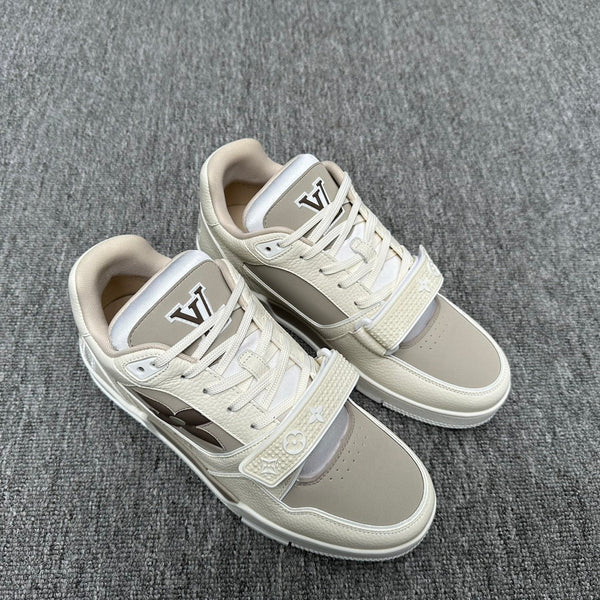 LV TRAINER BIANCO MIX GRIGIO MONOGRAMMA PELLE DI VITELLO
