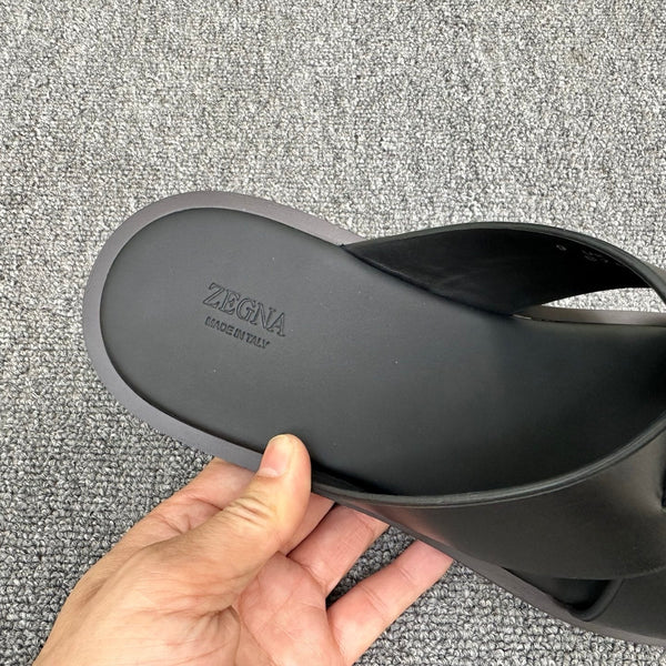 Zegna Men's Sandal Full Black Leather 144950