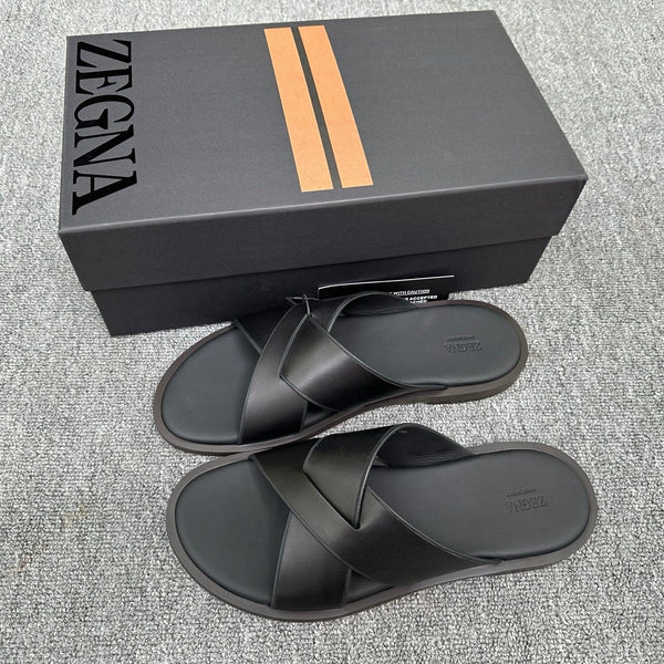 Zegna Men's Sandal Full Black Leather 144950