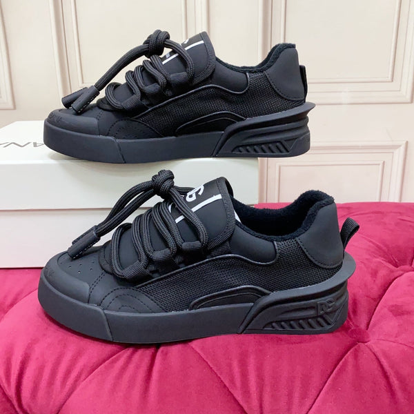 Chaussures de sport décontractées DC 25 cuir de vachette noir et maille 232263