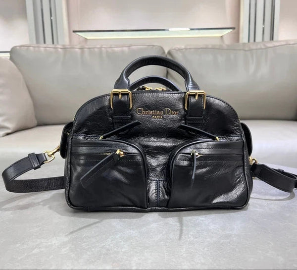 CD 2026 Grand Tour Bowling Bag 28cm Black Calfskin