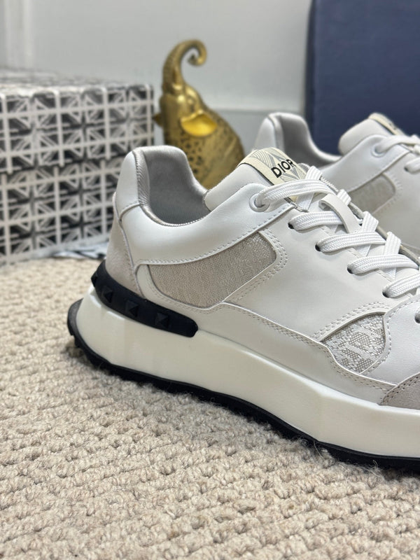 SNEAKER CD B25 IN VITELLO BIANCO E BEIGE