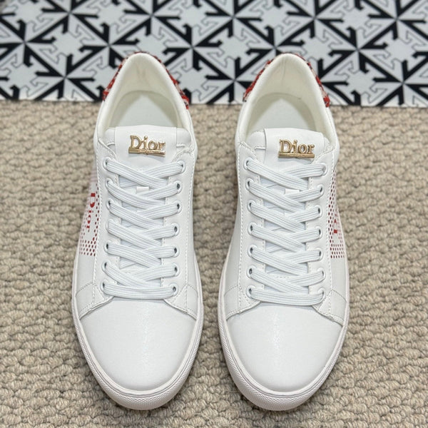 CD LOW TOP BASIC SNEAKER IN PELLE DI VITELLO BIANCA E ROSSA