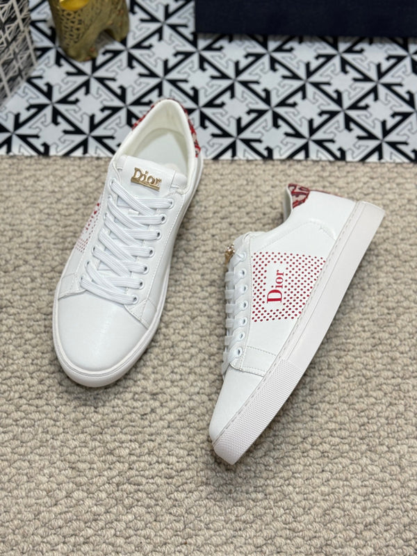 CD LOW TOP BASIC SNEAKER IN PELLE DI VITELLO BIANCA E ROSSA