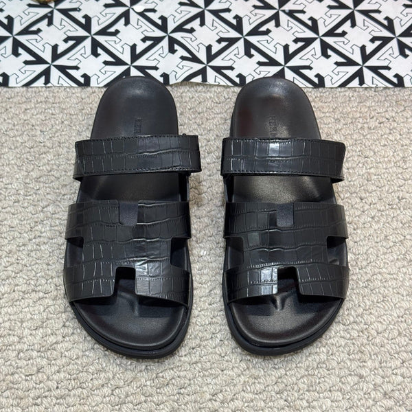 HM Men's Chypre Slide Black Cowhide 542930