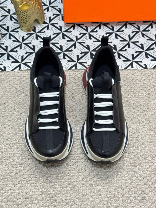 HM Men's Just Sneaker Black Cowhide And Nubuck Leather 545939