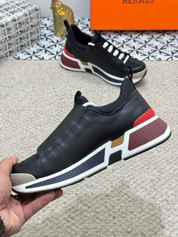 HM Men's Just Sneaker Black Cowhide And Nubuck Leather 545939
