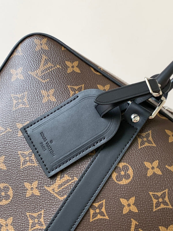 LV Porte-Documents Voyage Marrone Nero Tela Macassar