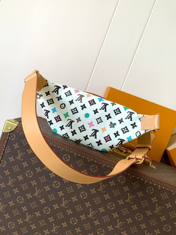 LV x Tyler M24858 Rush Bumbag in tela monogramma bianca e pelle di vitello GHW 