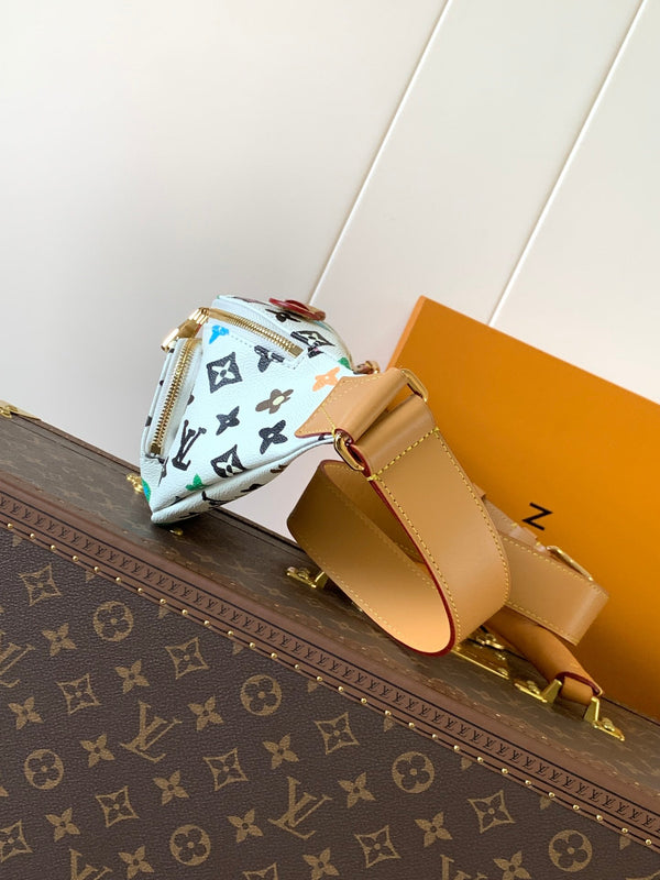 LV x Tyler M24858 Rush Bumbag in tela monogramma bianca e pelle di vitello GHW 