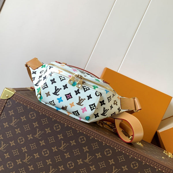 LV x Tyler M24858 Rush Bumbag in tela monogramma bianca e pelle di vitello GHW 