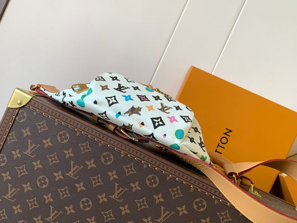 LV x Tyler M24858 Rush Bumbag in tela monogramma bianca e pelle di vitello GHW 