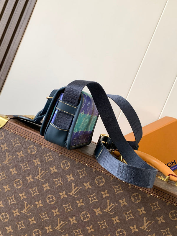 LV Bosphore Mini Handbag 19cm Purple Blue Canvas & Leather trim