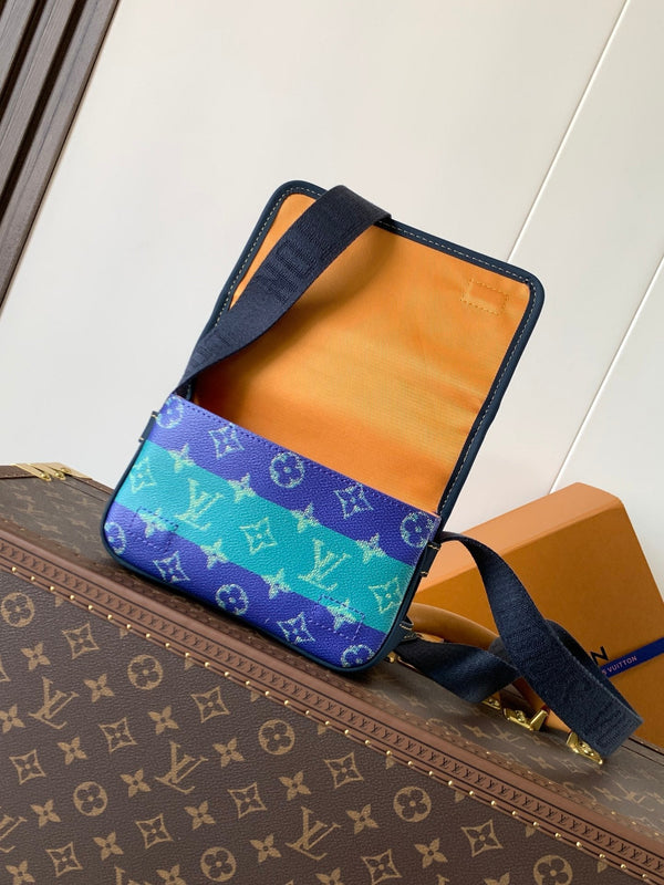 LV Bosphore Mini Handbag 19cm Purple Blue Canvas & Leather trim
