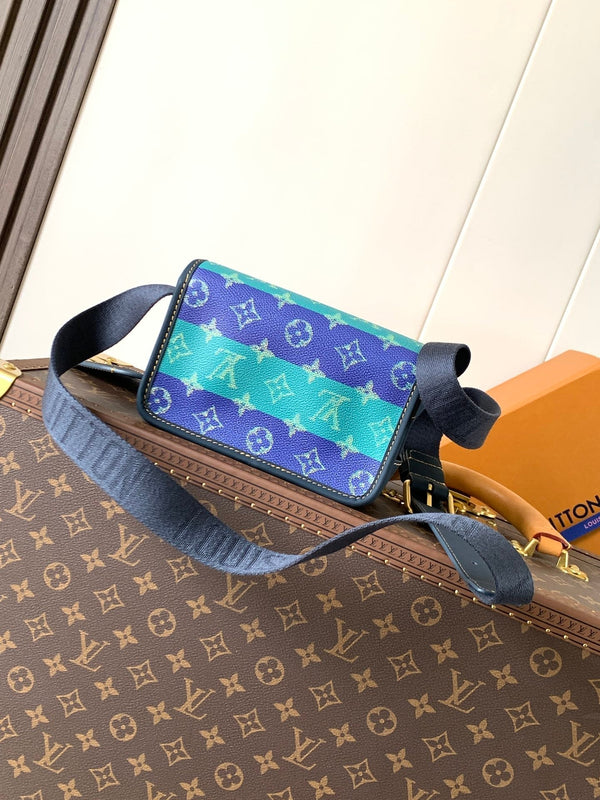 LV Bosphore Mini Handbag 19cm Purple Blue Canvas & Leather trim