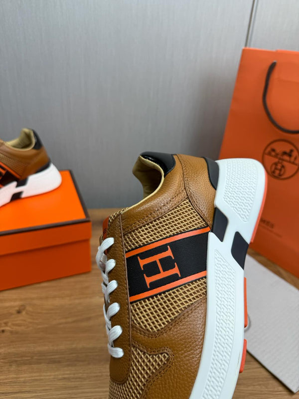 HM Men's Sneaker Brown Mesh Cowhide 519229