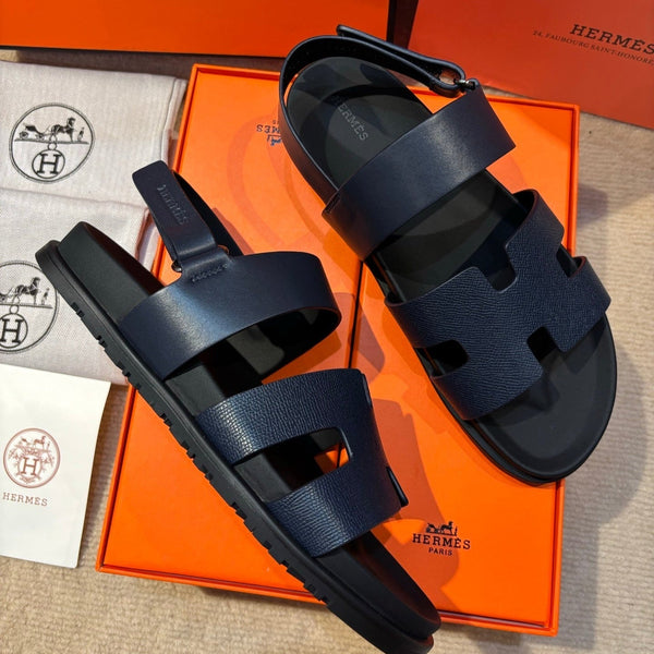 HM Men's 25 Chypre Sandals Navy Blue Calfskin 673759