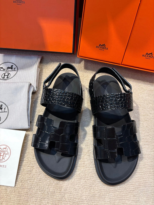 Sandali HM da uomo 25 Chypre in pelle di vitello nera 673762