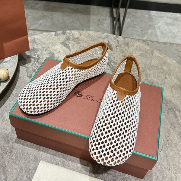 LP hollow knit ballet flats white original leather 379025