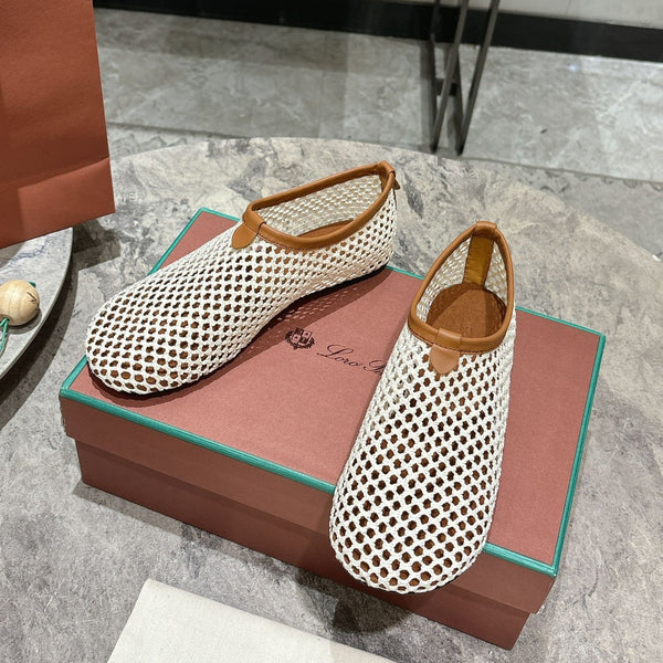 LP hollow knit ballet flats beige original leather 379024