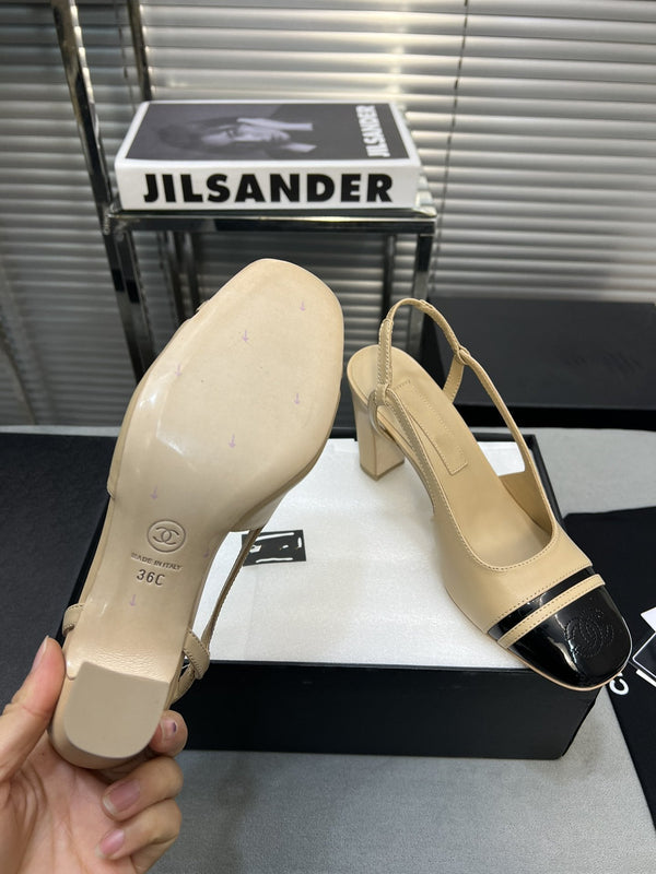 slingback light beige suede silver metalic lambskin square toe 9.5