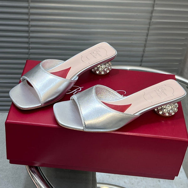 Viv Diamond Sole Mules Silver Cowhide 267687