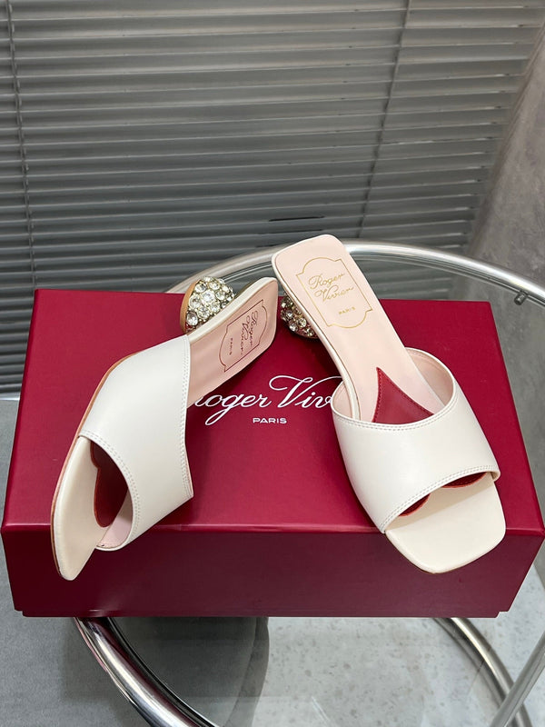 Viv Diamond Sole Mules White Cowhide 267688
