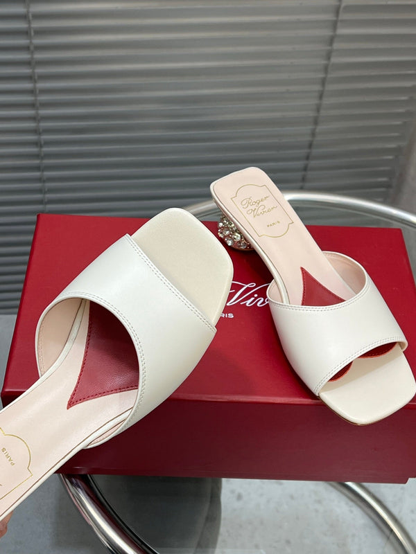 Viv Diamond Sole Mules White Cowhide 267688