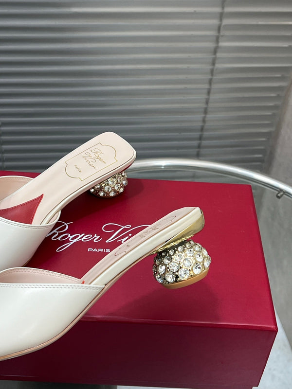 Viv Diamond Sole Mules White Cowhide 267688
