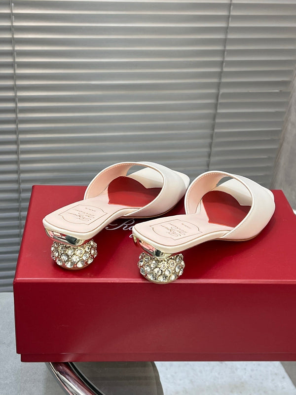 Viv Diamond Sole Mules White Cowhide 267688