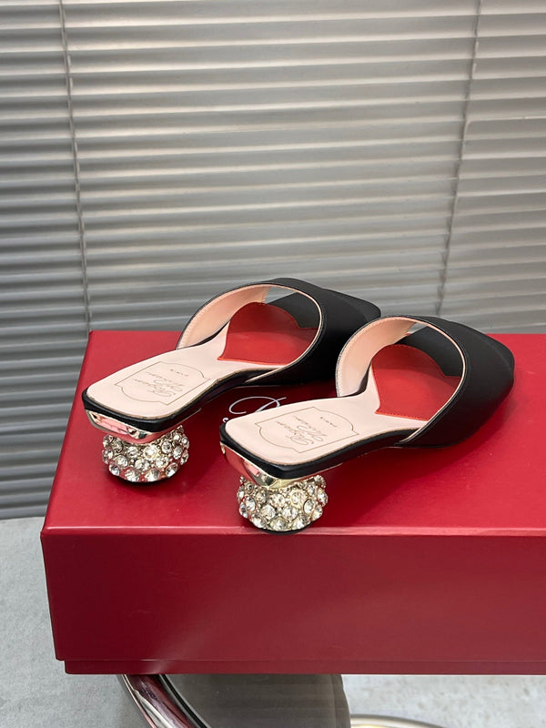 Viv Diamond Sole Mules Black Cowhide 267689
