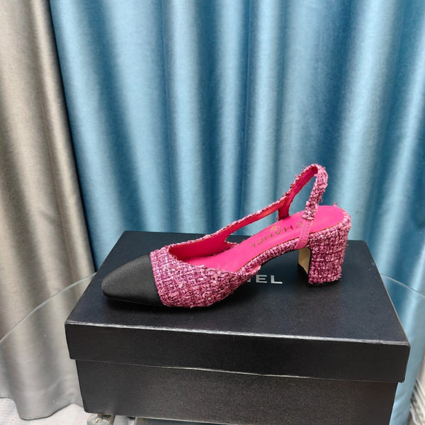 slingback 65 tweed rosa scuro grosgrain nero