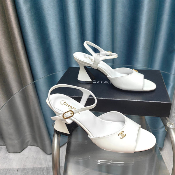 sandalo slingback cc 85 in pelle di vitello verniciata bianca