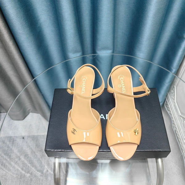 sandalo slingback cc 85 in pelle di vitello verniciata beige