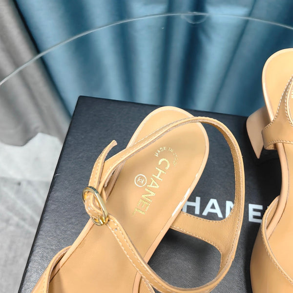 sandalo slingback cc 85 in pelle di vitello verniciata beige
