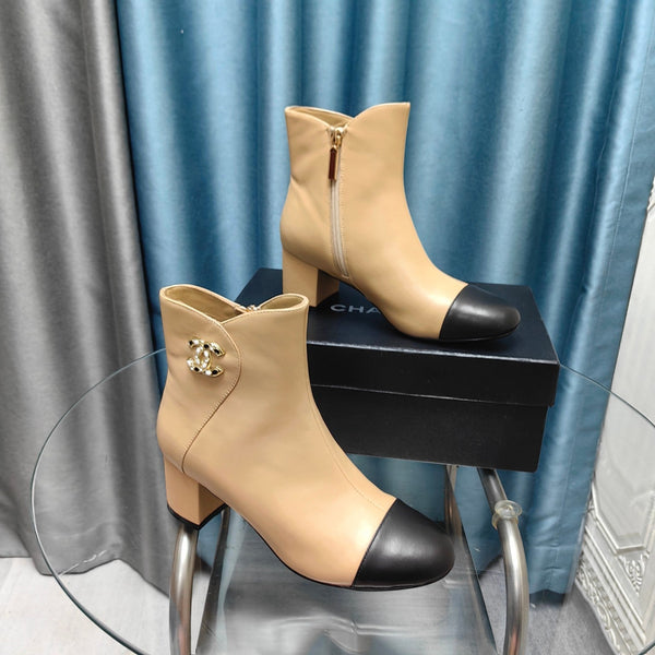 CC Ankle Boots Beige Cowhide