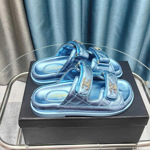 CC 25C Dad Mule Cloud Blue Metallic Pelle di vitello grana