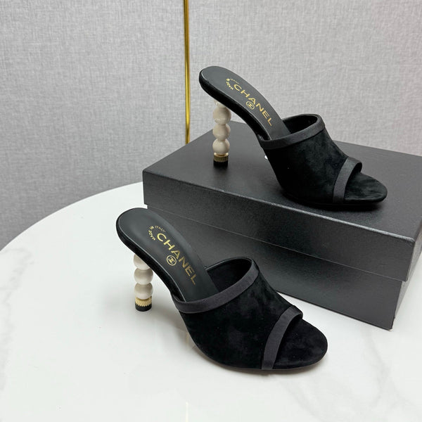 Ciabatte con tacco alto CC 25 85mn in pelle scamosciata nera 368790