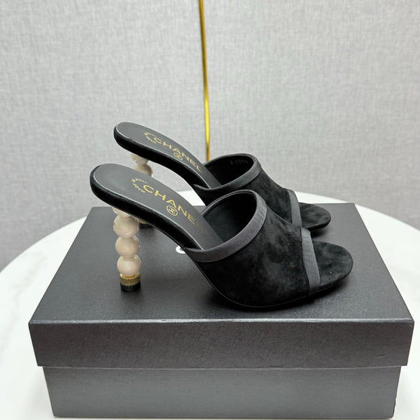 Ciabatte con tacco alto CC 25 85mn in pelle scamosciata nera 368790