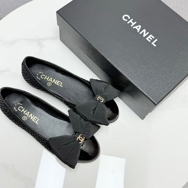 CC 25 Ballerine con Fiocco in Tela Nera e Grosgrain 368808